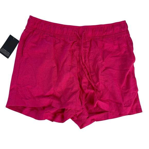 GAP Pants - NWT GAP Pink Linen Elastic Waistband Pockets‎ Pull on Shorts Medium Women